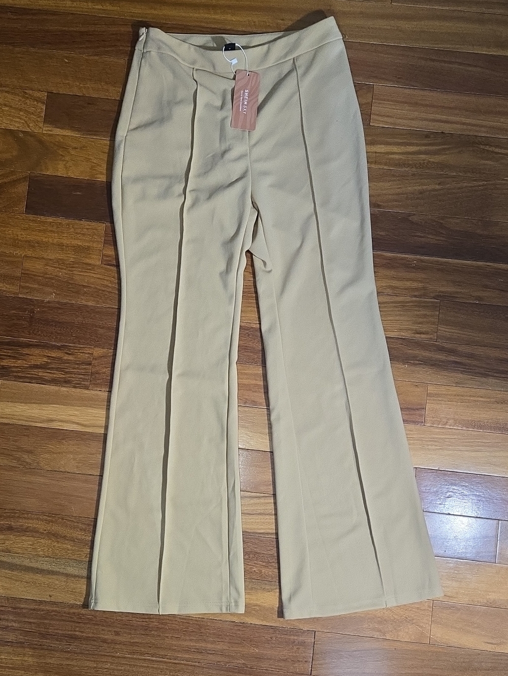 NEW SHEIN Beige Flare Pants L